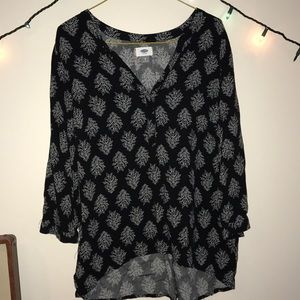 Light, floral black blouse